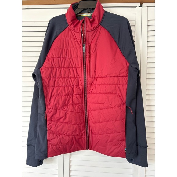Smartwool Men's Hybrid Puffer Jacket Red Grey Full Zip Athletic Size L - Picture 2 of 10